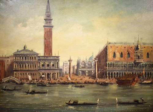 Tableaux et dessins Tableaux XIXe siècle - Venise, Bassin de Saint-Marc - F. Guarana, fin du XIXe siècle